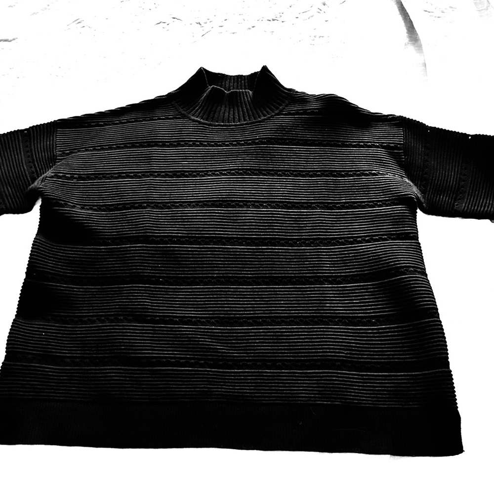 French Connection Black Ribbed Turtleneck Sweater